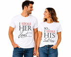 I Stole Her Heart & His Last Name Matching Couple Shirts – Husband Wife T-Shirt Set