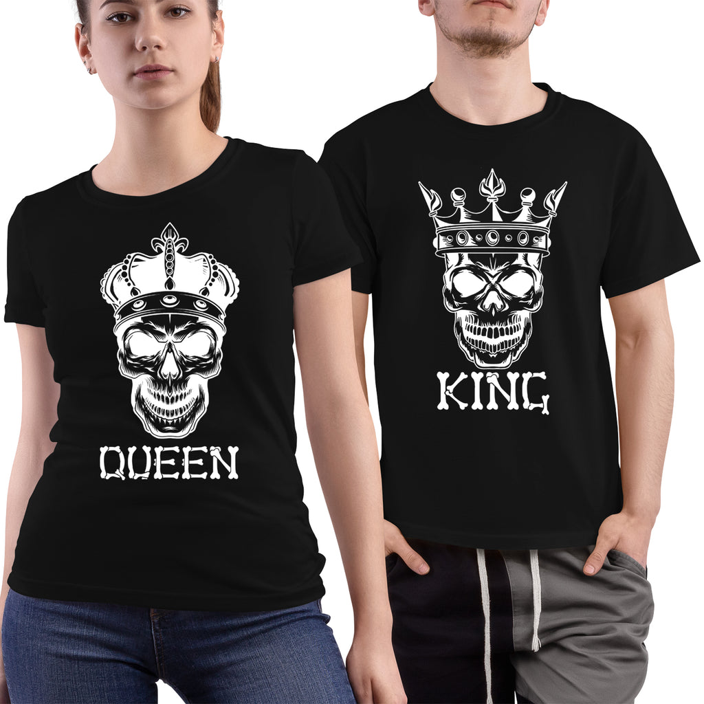 Skeleton King & Queen Matching Couple Shirts – His and Hers T-Shirt Set