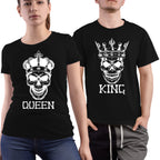 Skeleton King & Queen Matching Couple Shirts – His and Hers T-Shirt Set