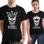 Skeleton King & Queen Matching Couple Shirts – His and Hers T-Shirt Set