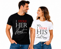 I Stole Her Heart & His Last Name Matching Couple Shirts – Husband Wife T-Shirt Set