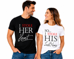 I Stole Her Heart & His Last Name Matching Couple Shirts – Husband Wife T-Shirt Set