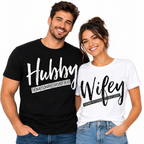 Hubby & Wifey Matching Couple Shirts – Husband and Wife T-Shirt Set