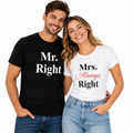 Mr. Right & Mrs. Always Right Matching Couple Shirts – Funny His and Hers T-Shirt Set