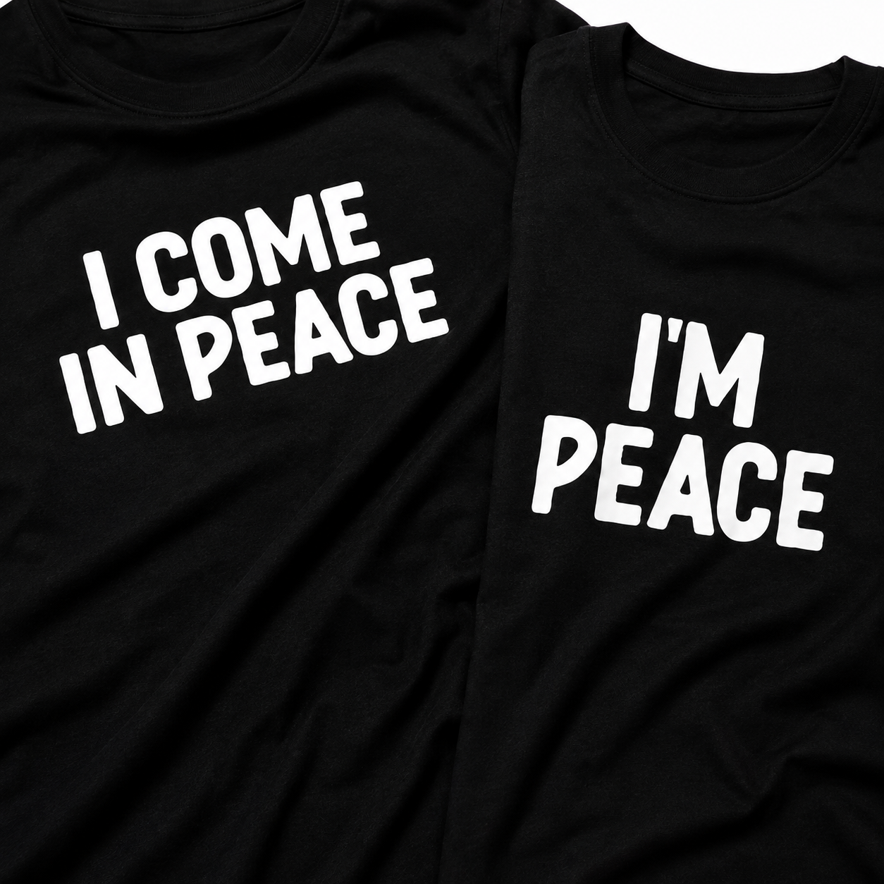 I Come in Peace & I’m Peace Matching Couple Shirts – Funny His and Hers T-Shirt Set