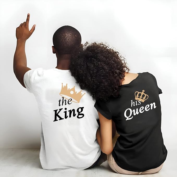 King & Queen Matching Couple Shirts – His Queen & Her King T-Shirt Set