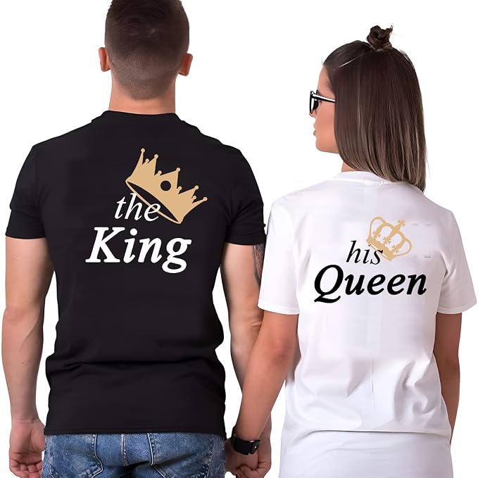 King & Queen Matching Couple Shirts – His Queen & Her King T-Shirt Set