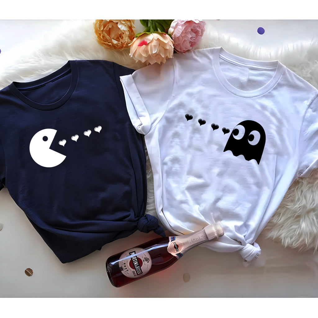 Retro Arcade Matching Couple Shirts – His and Hers Love T-Shirt Set