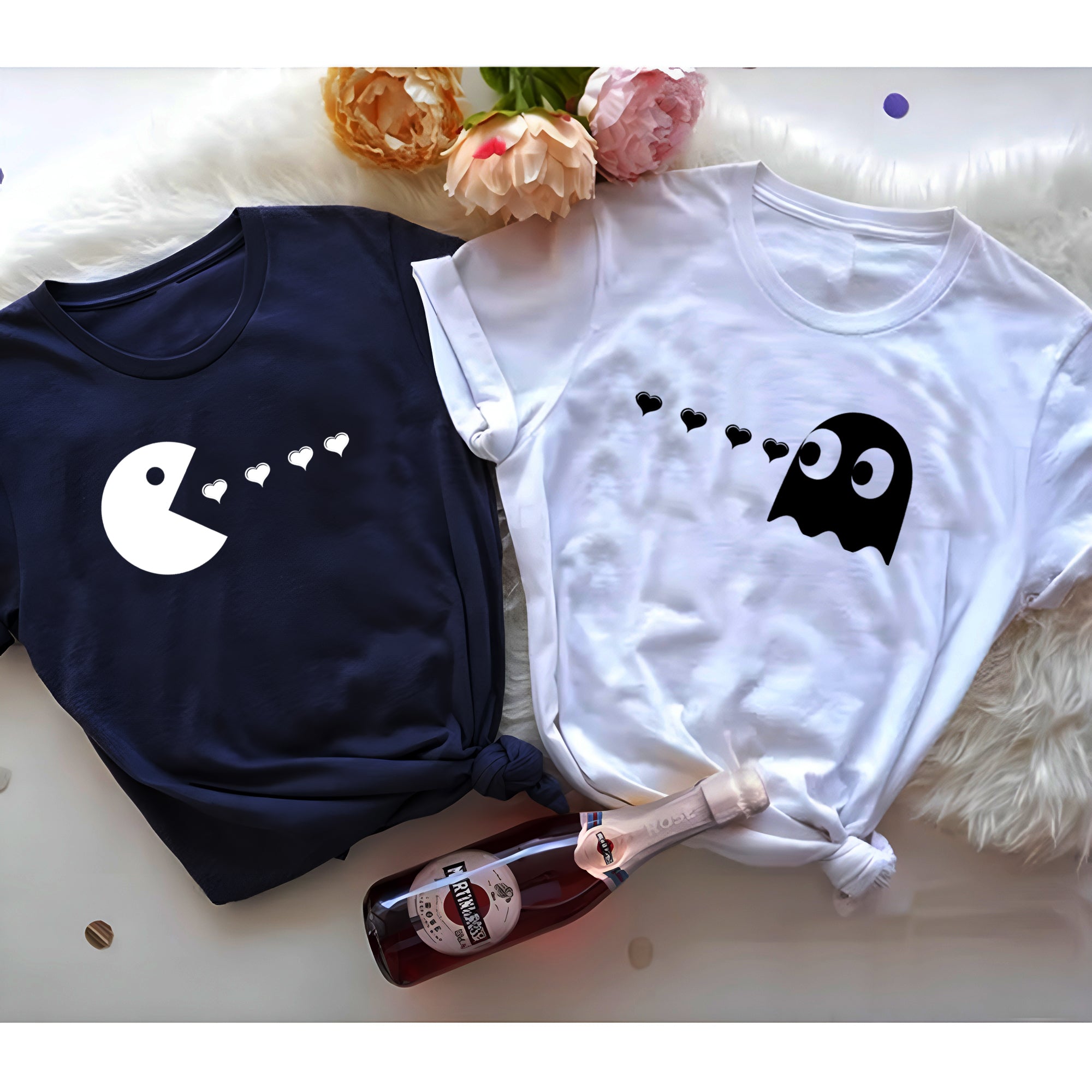 Retro Arcade Matching Couple Shirts – His and Hers Love T-Shirt Set