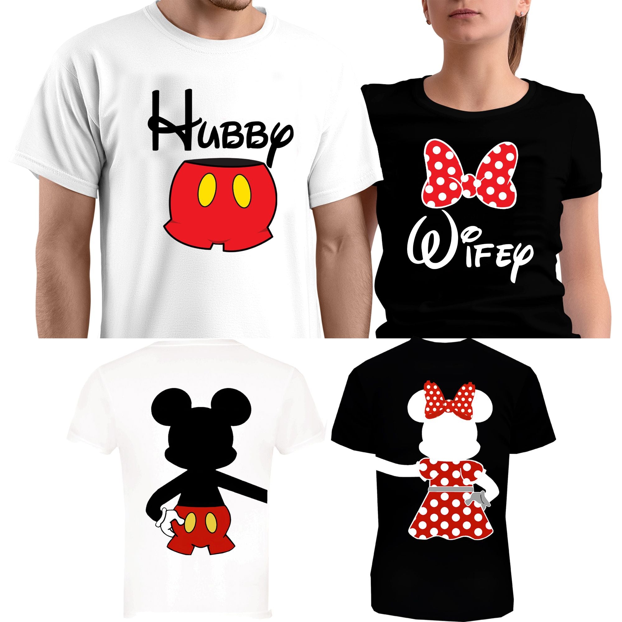 Hubby & Wifey Matching Couple Shirts – Husband and Wife T-Shirt Set