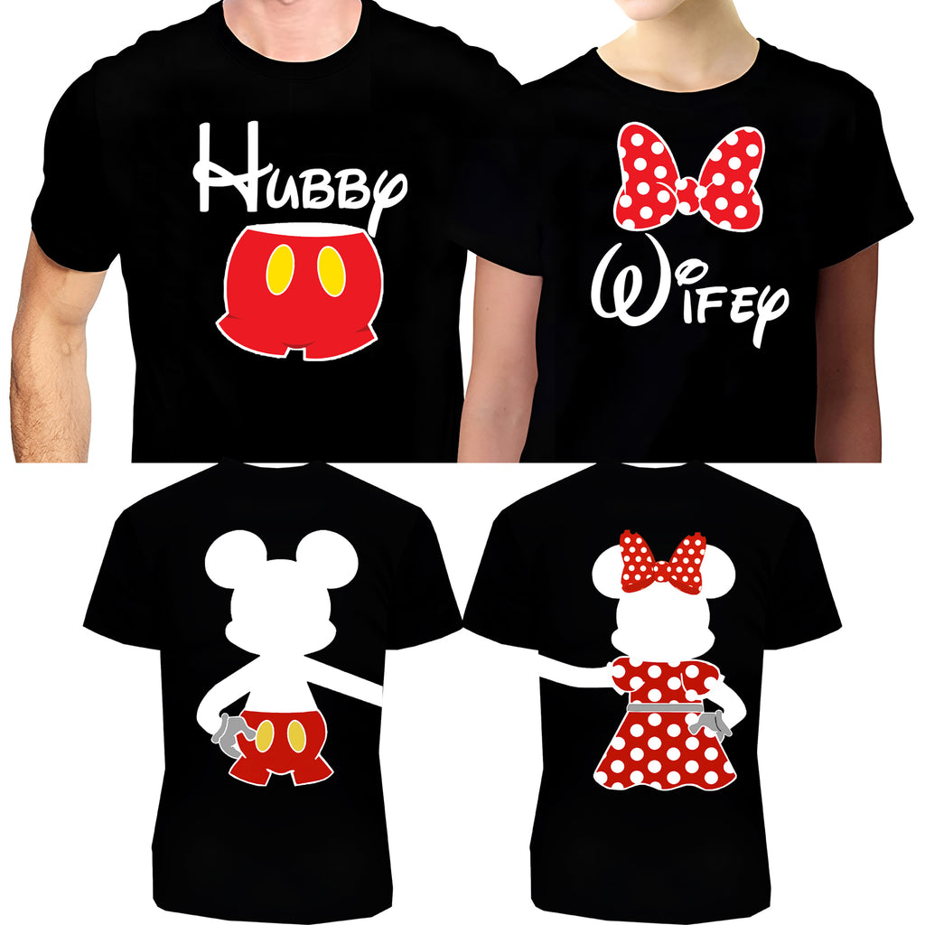 Hubby & Wifey Matching Couple Shirts – Husband and Wife T-Shirt Set