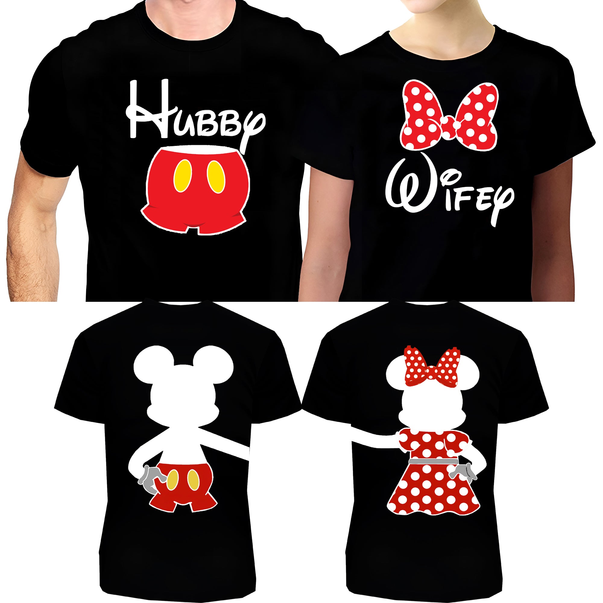Hubby & Wifey Matching Couple Shirts – Husband and Wife T-Shirt Set