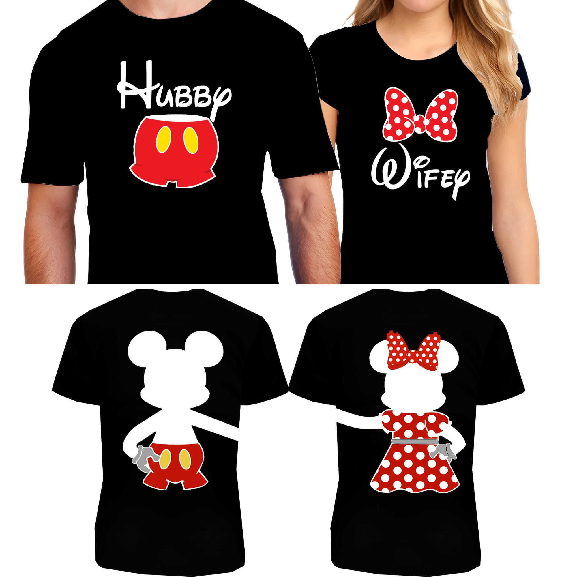 Hubby & Wifey Matching Couple Shirts – Husband and Wife T-Shirt Set