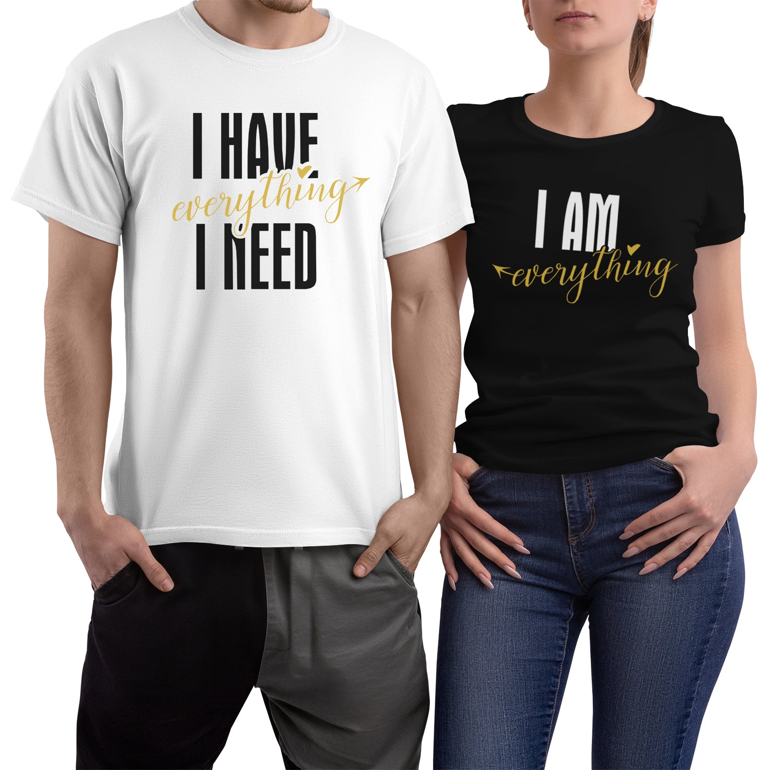 Everything I Need Matching Couple Shirts – I Am Everything His & Hers T-Shirt Set