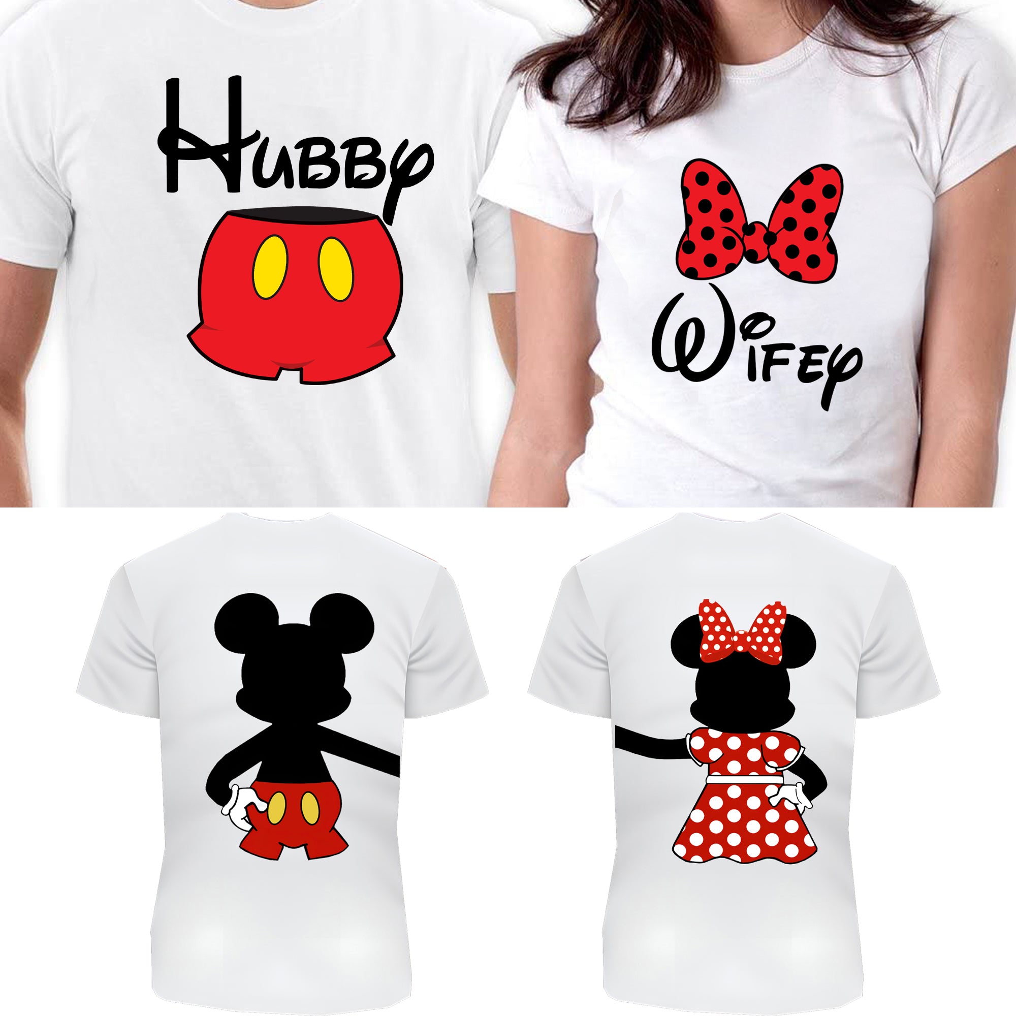 Hubby & Wifey Matching Couple Shirts – Husband and Wife T-Shirt Set