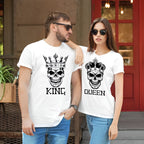 Skeleton King & Queen Matching Couple Shirts – His and Hers T-Shirt Set