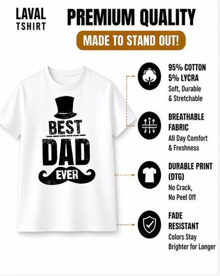 Best Dad Ever Mustache T-Shirt – Funny Father's Day Gift for Dad