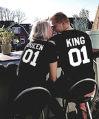 King 01 & Queen 01 Matching Couple Shirts – His and Hers T-Shirt Set