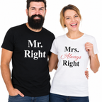 Mr. Right & Mrs. Always Right Matching Couple Shirts – Funny His and Hers T-Shirt Set