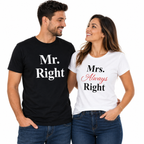 Mr. Right & Mrs. Always Right Matching Couple Shirts – Funny His and Hers T-Shirt Set
