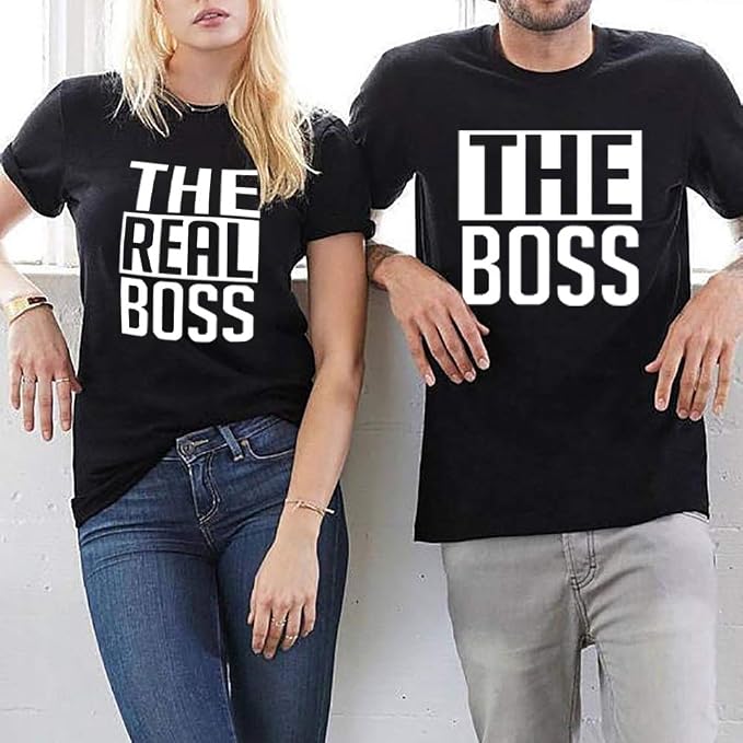The Boss & The Real Boss Matching Couple Shirts – Funny His and Hers T-Shirts