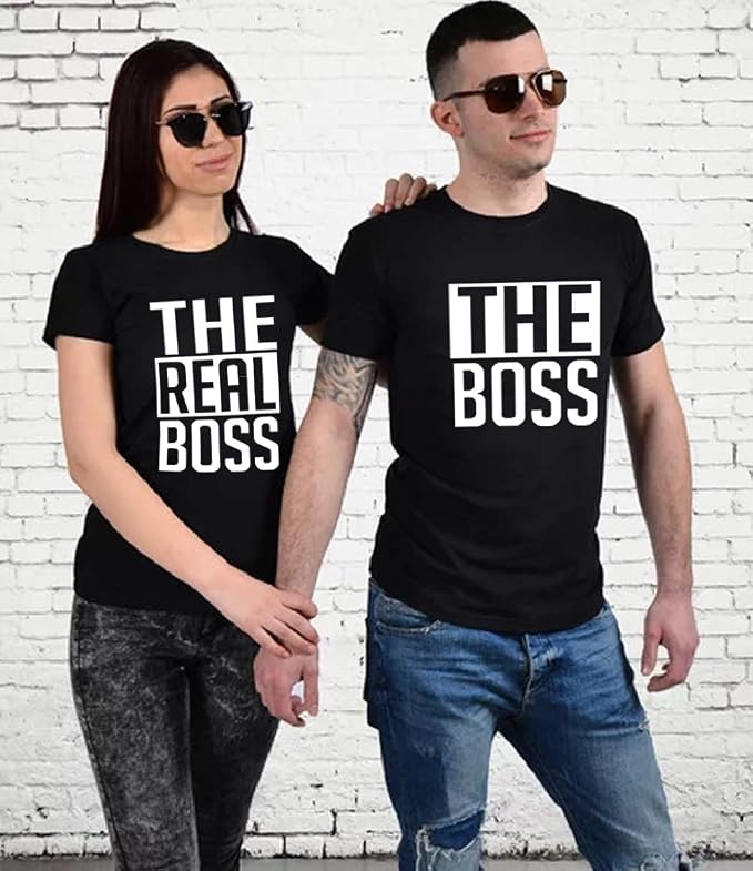 The Boss & The Real Boss Matching Couple Shirts – Funny His and Hers T-Shirts