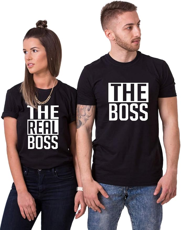 The Boss & The Real Boss Matching Couple Shirts – Funny His and Hers T-Shirts