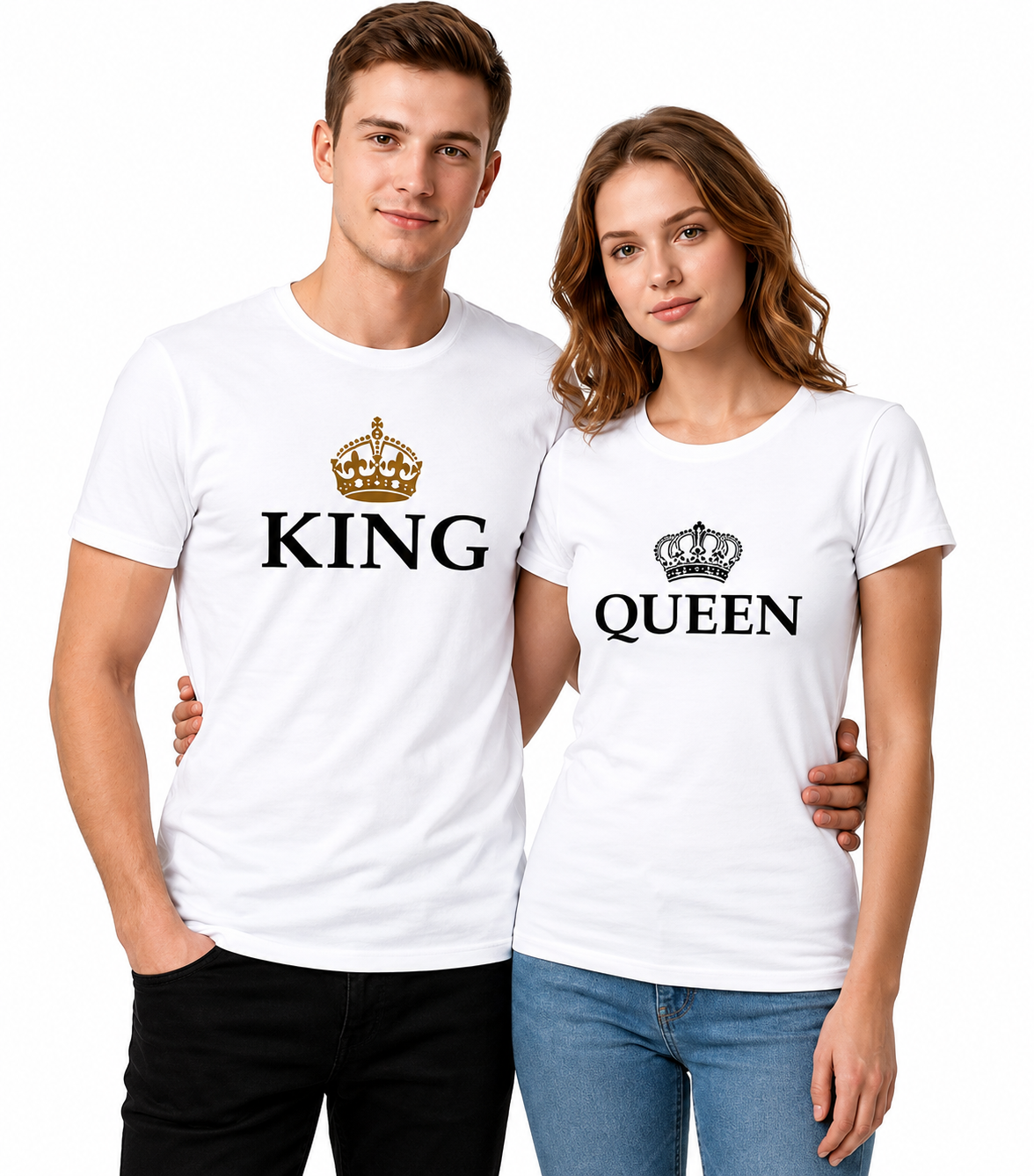 King & Queen Matching Couple Shirts – His and Hers Royal T-Shirt Set